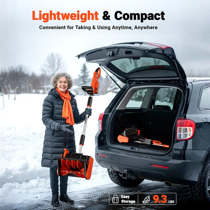Cordless Snow Clearing Shovel + 1 Battery + 1 Charger | 24V | 13-Inch with Directional Plate & Adjustable Front Handle