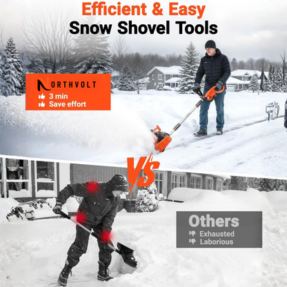 Cordless Snow Clearing Shovel + 1 Battery + 1 Charger | 24V | 13-Inch with Directional Plate & Adjustable Front Handle